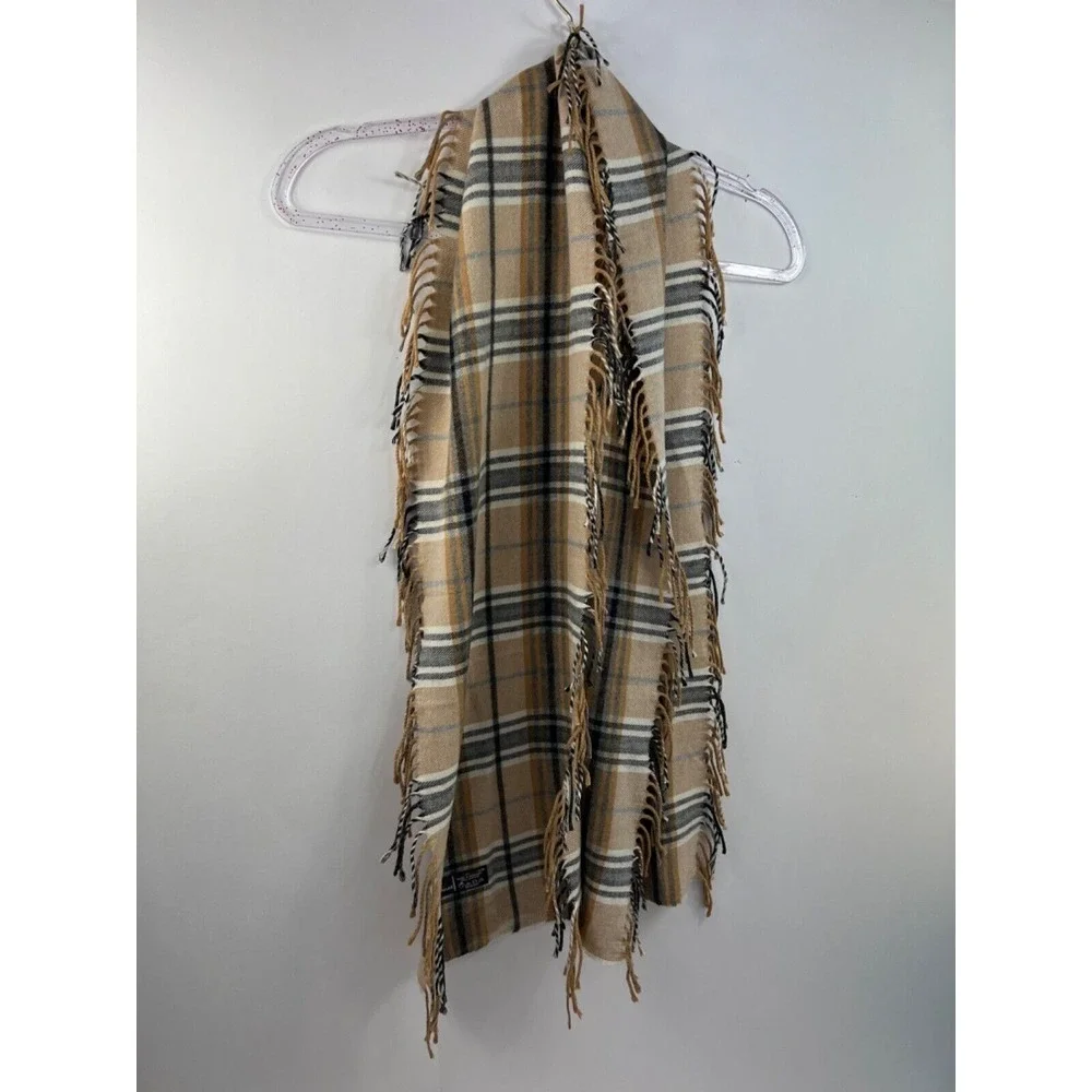 Cashmink by V. Fraas Scarf Brown Plaid Check‎ Scarf Made in Germany